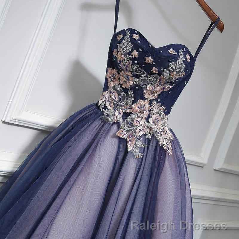 Lovely Purple-Blue Knee Length Flowers Sweetheart Homecoming Dress, Short Prom Dress