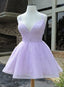 Lovely Purple Tulle Short Homeocoming Dress Purple Prom Dress shops