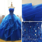Lovely Royal Blue Tulle Prom Dress, Blue Sweet 16 Dress
