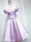 Lovely Satin Off Shoulder Light Purple Sweetheart Prom Dresses Short Homecoming Dresses