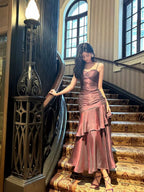 Lovely Satin Purple Straps Mermaid Long Prom Dresses Purple Prom Dresses Prom Dresses