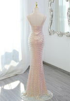 Lovely Sequins Mermaid Straps Long Prom Dress, Sequins Mermaid Formal Dress