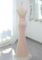 Lovely Sequins Mermaid Straps Long Party Dress, Sequins Mermaid Formal Dress
