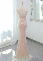 Lovely Sequins Mermaid V-Neckline Straps Party Dress, Sequins Long Formal Dress