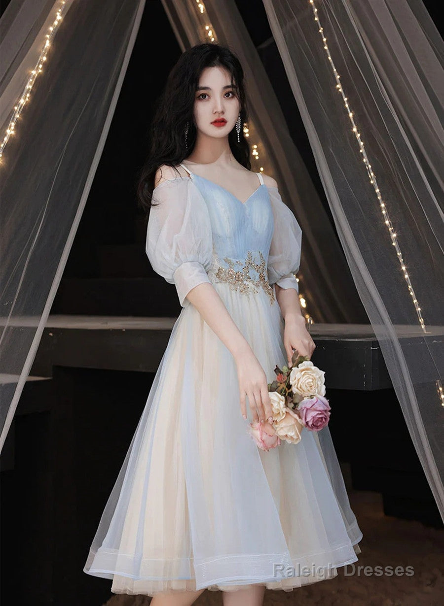 Lovely Short Prom Dress Blue Homecoming Dress, V-Neckline Short Graduation Dress Main image