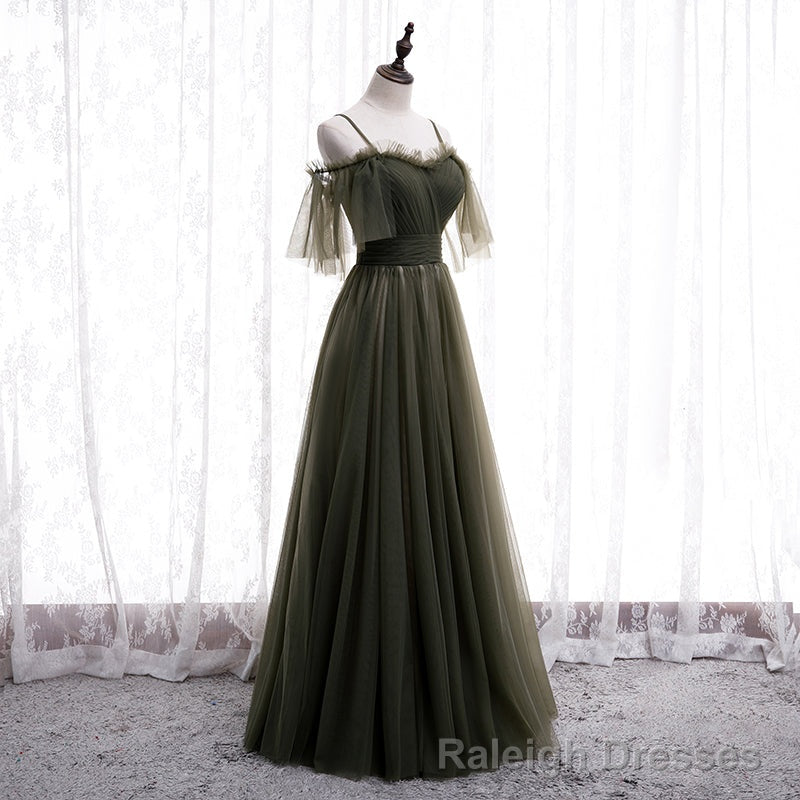 Lovely Simple Off Shoulder Straps Long Tulle Party Dresses, Simple Formal Dress Prom Dress Secondary image