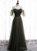 Lovely Simple Off Shoulder Straps Long Tulle Prom Dresses, Simple Formal Dress Prom Dress