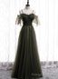 Lovely Simple Off Shoulder Straps Long Tulle Prom Dresses, Simple Formal Dress Prom Dress