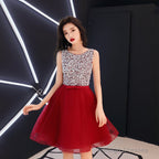 Lovely Sliver Grey Sequins Short Tulle Prom Dresses Homecoming Dresses Grey Shiny Prom Dress