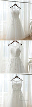 Lovely Tea Length White Tulle And Lace Round Neckline Prom Dress White Prom Dress Homecoming Dress