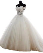 Lovely Tulle Ball Gowns Sweetheart Lace Applique Prom Dresses Quinceanera Dress