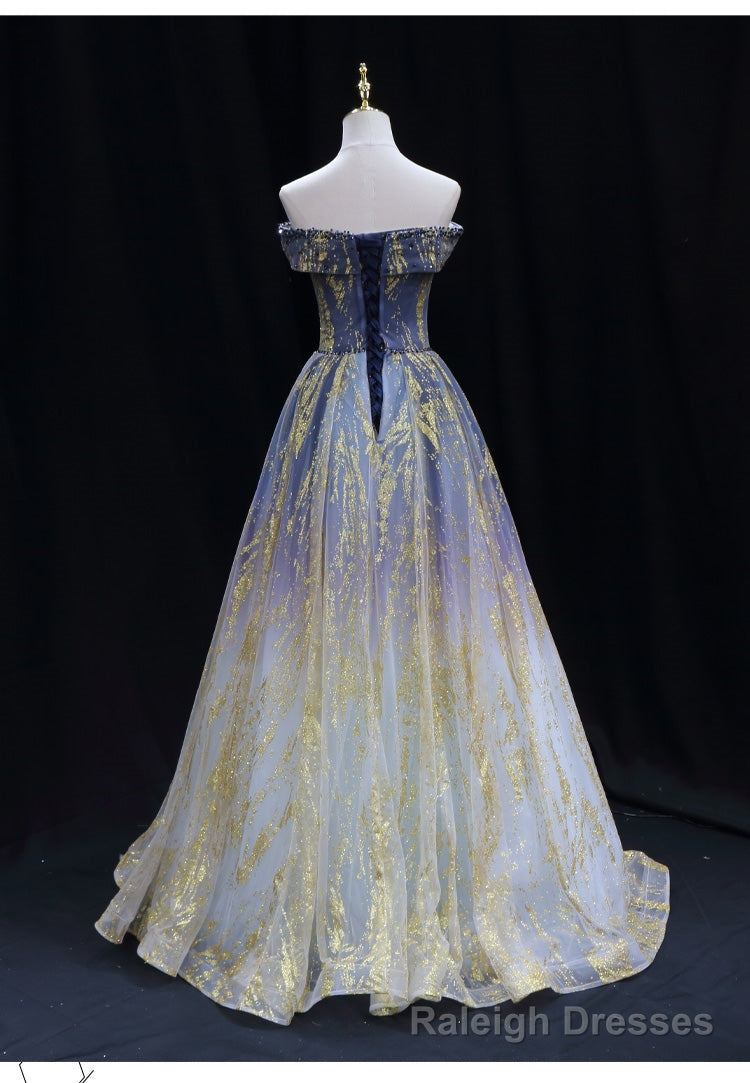 Lovely Tulle Gradient Long Formal Dress Party Dresses, Gradient Evening Party Dresses