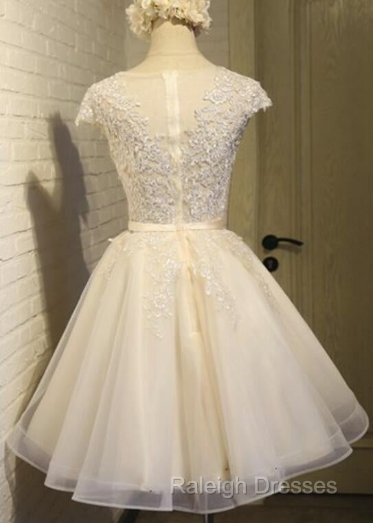 Lovely Tulle Light Champagne Short Prom Dresses Homecoming Dress Prom Dresseses