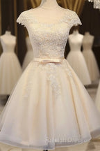 Lovely Tulle Light Champagne Short Prom Dress, Homecoming Dresses , Formal Dress, Prom Dress