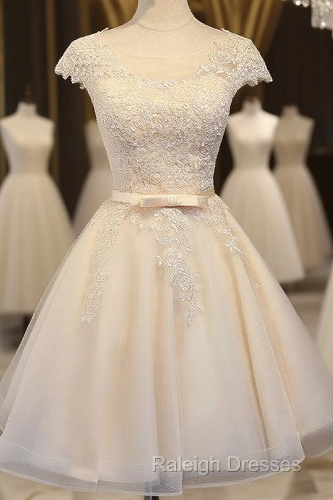Lovely Tulle Light Champagne Short Prom Dresses Homecoming Dress Prom Dresseses Main image