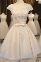 Lovely Tulle Light Champagne Short Prom Dresses Homecoming Dress Prom Dresseses