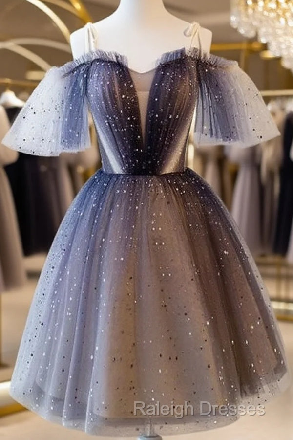 Lovely Tulle Offshoulder Short Prom Dresses, Lace Up Homecoming Dress Main image