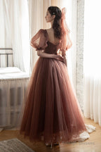 Lovely Tulle Puffy Sleeves Homecoming Dresses Graduation Dresses A-Line Prom Dresses