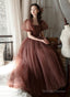 Lovely Tulle Puffy Sleeves Homecoming Dress Graduation Dress, A-Line Party Dress
