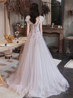 Lovely Tulle Short Sleeves Long A-Line Prom Dresses Tulle Prom Dresseses