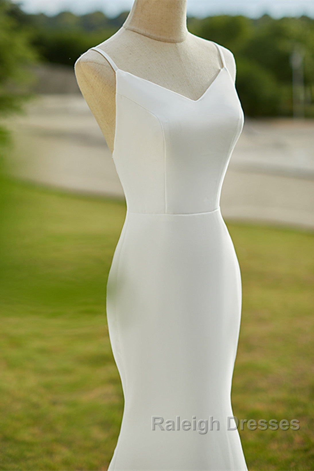 Lovely White Mermaid Straps Long Wedding Party Dress, White Long Formal Dress Secondary image