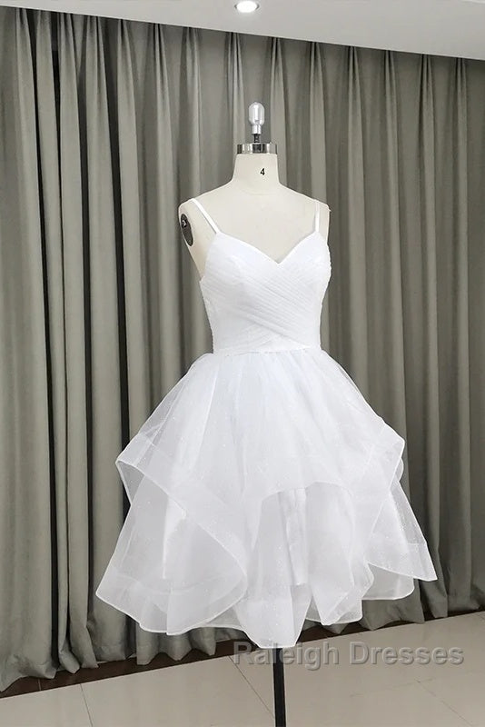 Lovely White Tulle V Neck Short Prom Dresses Homecoming Dresses Secondary image