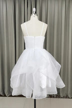 Lovely White Tulle V-Neck Short Party Dress,Homecoming Dress