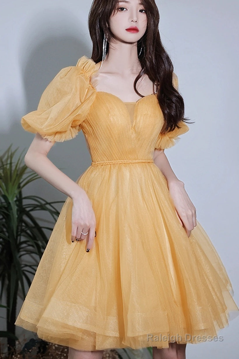 Lovely Yellow Tulle Short Prom Dressess Yellow Short Homecoming Dresses Prom Dresses Main image