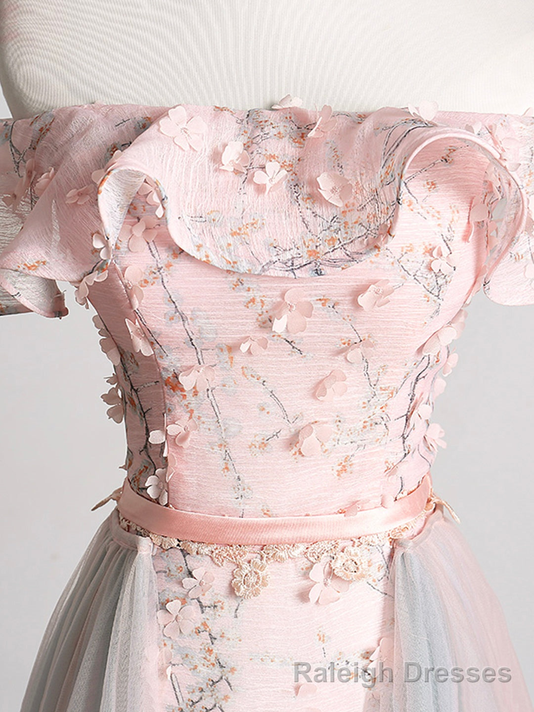 Lovely Tulle Applique Long Prom Dress, A-Line Evening Dress with Detachable Skirt