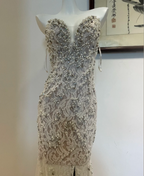 Luxurious And Elegant Sweetheart Neckline Pearl Rhinestone Lace Mermaid Long Formal Prom Dress