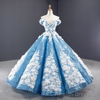 Luxurious Ball Gown Off-the-shoulder Appliques Sequin Prom Dresses