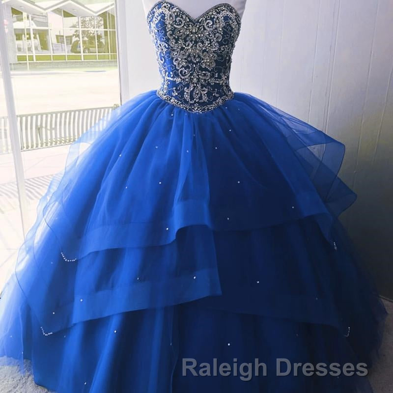 Luxurious Crystal Beaded Bodice Corset Organza Layered Quinceanera Dresses