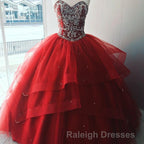 Luxurious Crystal Beaded Bodice Corset Organza Layered Quinceanera Dresses