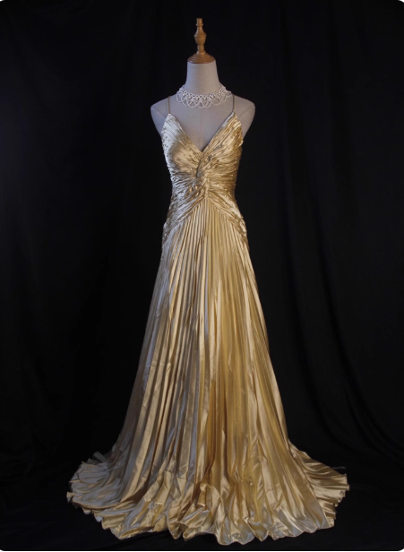 Luxurious Elegant Yellow A-Line V-Neck Spaghetti Strap Knot Ruched Satin Long Formal Prom Dress