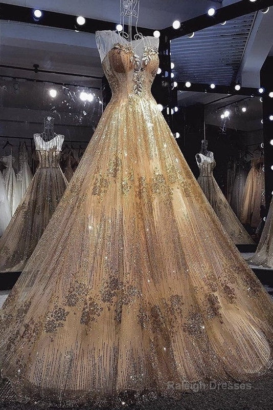 Luxurious Gold Wedding Dress Ball Gowns Sequin Beaded Secondary image