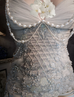 Luxurious Ivory Mermaid Thin Strap Pearl Ruffled Satin Long Formal Prom Dress