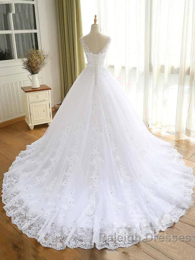 Luxurious Lace Beaded Wedding Dress New Arrival V Neck Straps Long Ball Gown Wedding Prom Bridal Dresses Secondary image