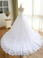 Luxurious Lace Beaded Wedding Dress New Arrival V Neck Straps Long Ball Gown Wedding Prom Bridal Dresses