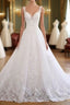 Luxurious Lace Beaded Wedding Dresses New Arrival V Neck Straps Long Ball Gown Wedding Party Bridal Dress
