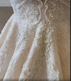 Luxurious Lace Beaded Wedding Dress One Shoulder Mermaid Bridal Gown Crystal Beads Sequin Sweep Train