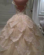 Luxurious Off the Shoulder Beading Wedding Dress Crystal Tiered Chapel Train Bridal Gown