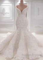 Luxurious Off the Shoulder Mermaid Wedding Dresses New Arrival Lace AppliquesBridal Gowns