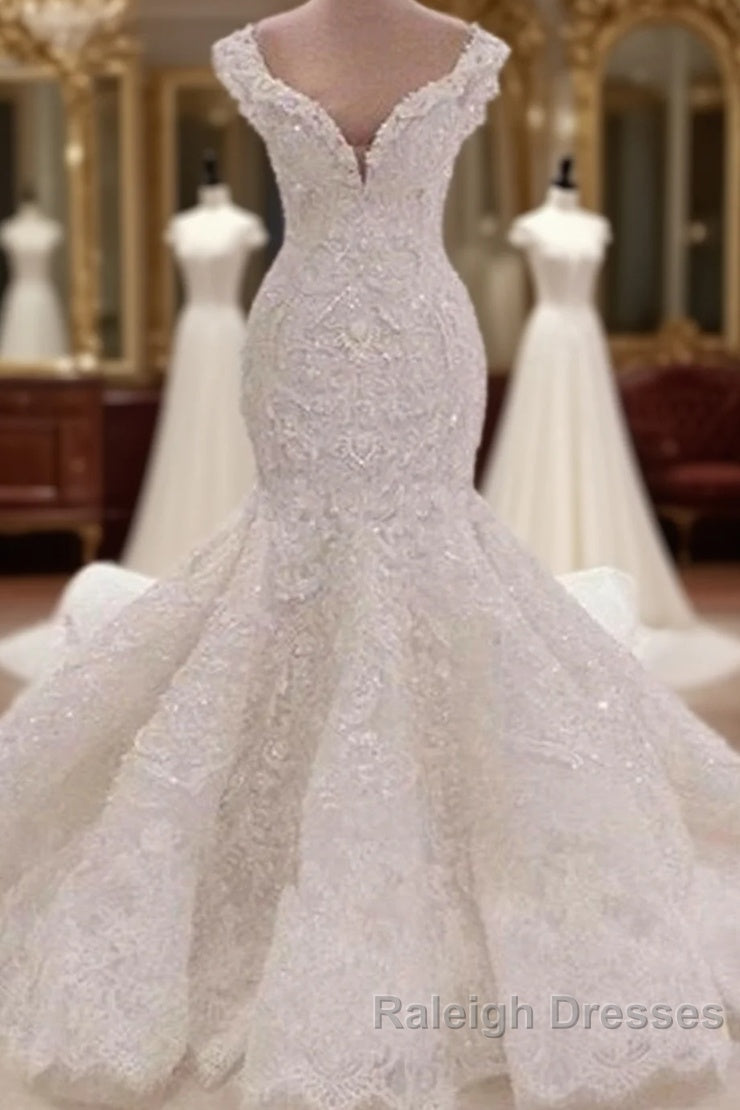 Luxurious Off the Shoulder Mermaid Wedding Dresses New Arrival Lace AppliquesBridal Gowns Main image