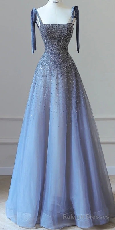Luxurious Spaghetti-Strap Tulle A Line Mermaid Prom Dress Main image