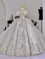 Luxury Ball Gown Off The Shoulder Short Sleeves Sequin White Wedding Dresses Brides Dress