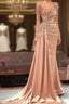 Luxury Prom Dress Mermaid Long Sleeves Appliques Beaded Long Turkey Dubai Saudi Arabic Prom Gown Prom Dress
