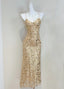 Luxury Gold Mermaid Strapless V-Neck Sequined Long Formal Prom Dress