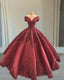 Luxury Lace Embroidery Ball Gown Off Shoulder Satin Dresses