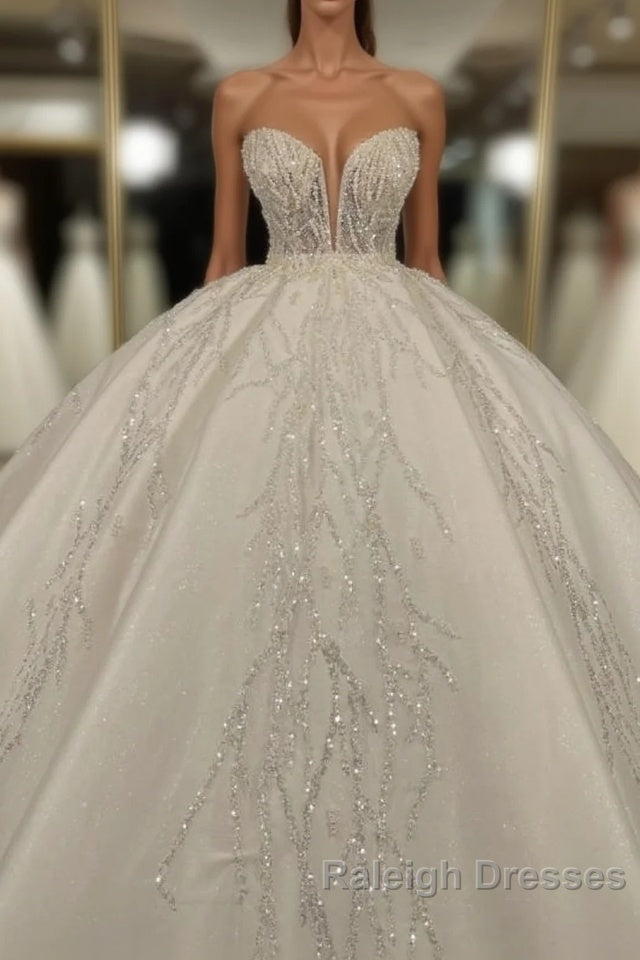 Luxury Long Ball Gown Sweetheart Glitter Wedding Dresses Main image