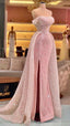 Luxury Mermaid Pink Floor Length Sleeveless Sequin Prom Dresses